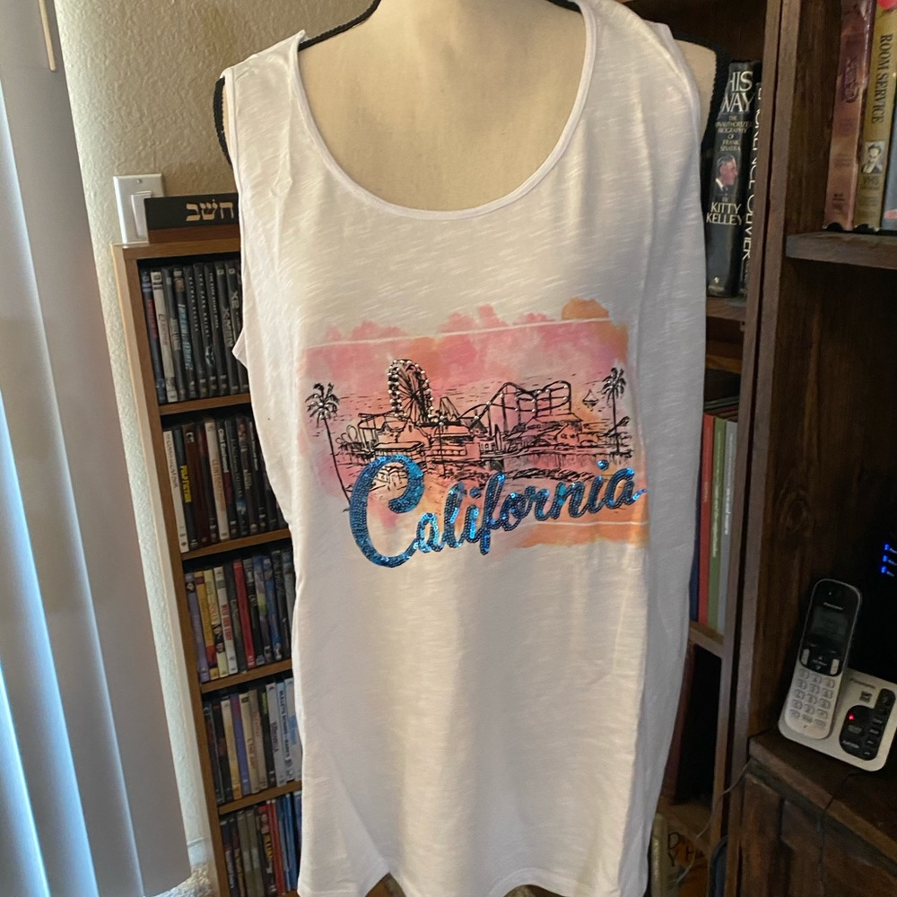 White Tank Top with California Design